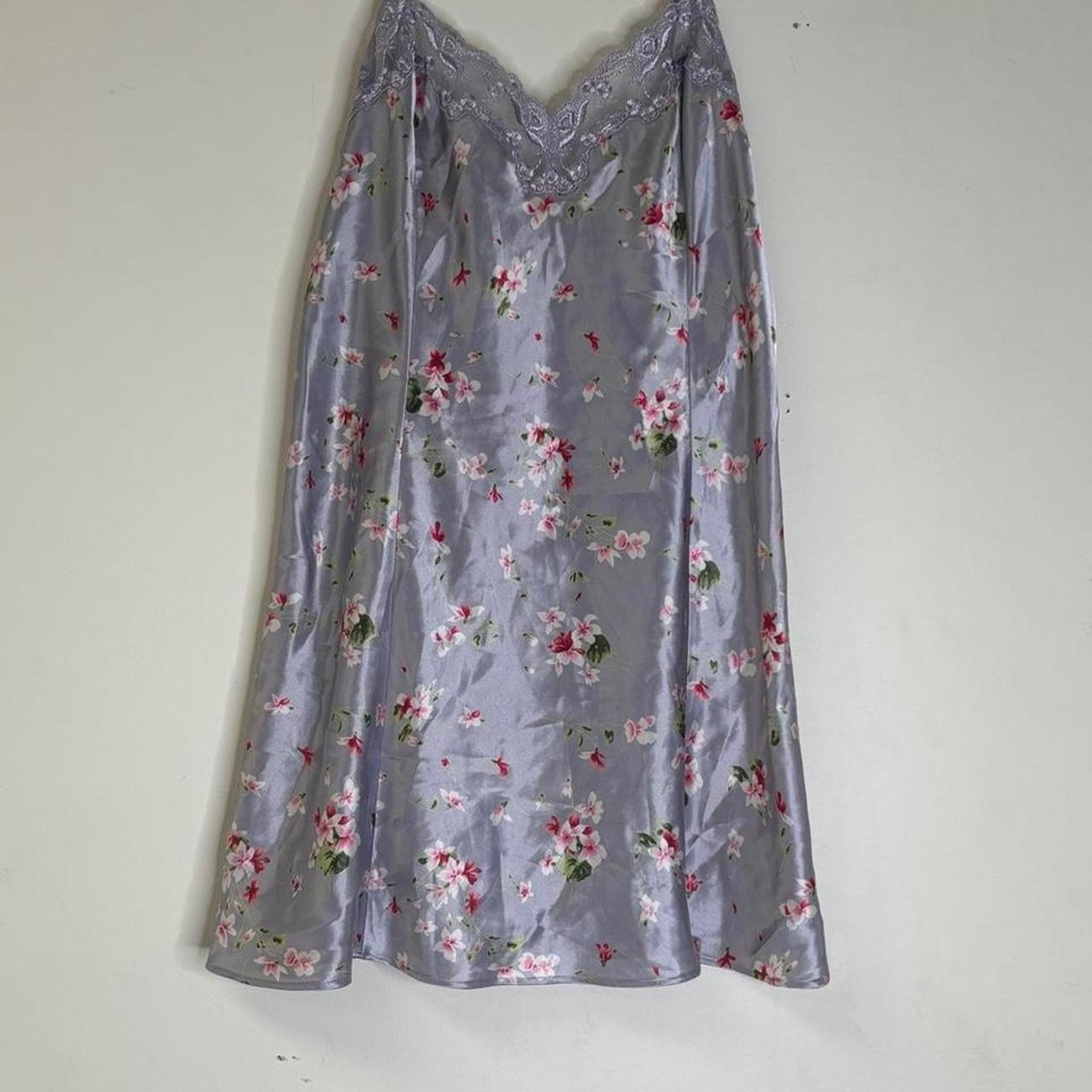 Vintage 1999 Victoria's Secret Satin Floral Lace Nightgown Slip Dress L Y2K